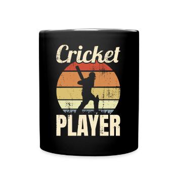 Vintage Cricket Spieler - Tasse einfarbig - Schwarz - Vorne