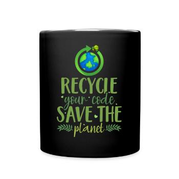 Recycle your code (green) - Mug uni - noir - Devant