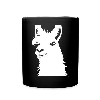 Funny Llama Silhouette Cheeky Fun Llamas - Full Colour Mug - black - Front