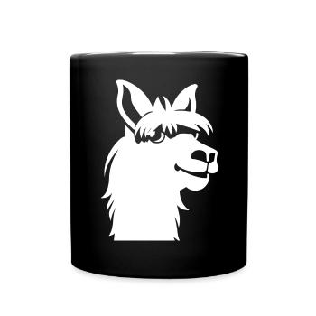 Lustige Lama Silhouette Freche lustige Lamas - Tasse einfarbig - Schwarz - Vorne