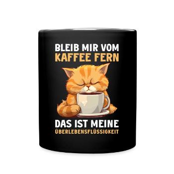 Lustige Katze Kaffee Kaffeeliebhaber Katzen Spruch - Tasse einfarbig - Schwarz - Vorne