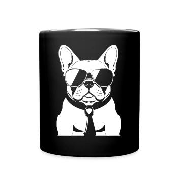 Drôle de bouledogue français avec des lunettes de soleil French Bulld - Mug uni - noir - Devant