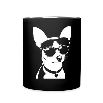 Lustiger Chihuahua mit Sonnenbrille Chihuahuas - Tasse einfarbig - Schwarz - Vorne