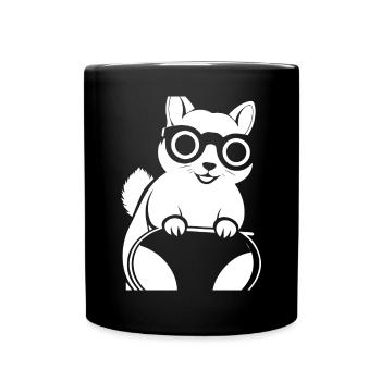 Lustiges Eichhörnchen mit Sonnenbrille Eichhörnchen - Tasse einfarbig - Schwarz - Vorne