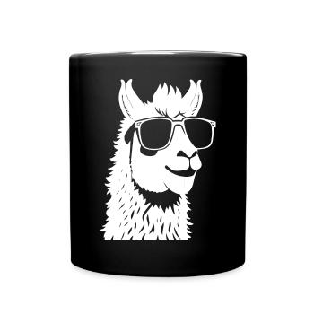 Drôle d’alpaga portant des lunettes de soleil cool alpagas - Mug uni - noir - Devant