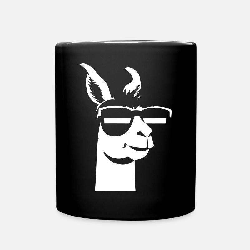 Funny Alpaca Wearing Sunglasses Cool Alpacas - Full Colour Mug - black
