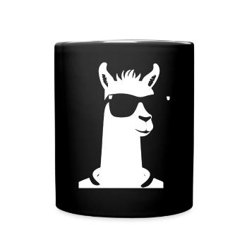 Funny Llama Wearing Sunglasses Cool Llamas - Full Colour Mug - black - Front