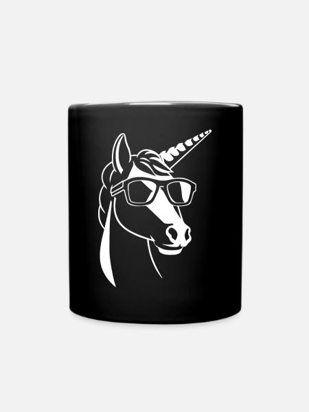 Licornes drôles portant des lunettes de soleil Licorne cool - Mug uni - noir