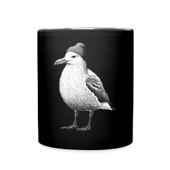 Bonnet Seagull de la mer du Nord Bonnet noir blanc - Mug uni - noir - Devant
