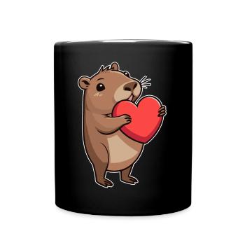 Capybara with heart Valentine's Day - Full Colour Mug - black - Front