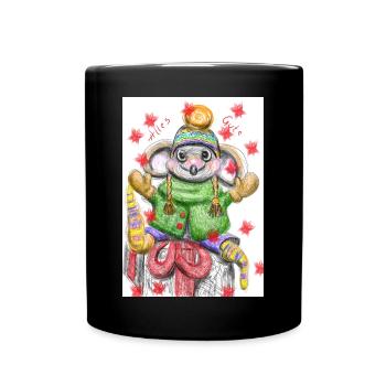 Niedliche Maus im Winteroutfit - Tasse einfarbig - Schwarz - Vorne
