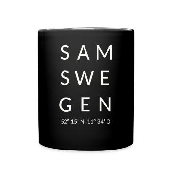 Samswegen weiß - Tasse einfarbig - Schwarz - Vorne