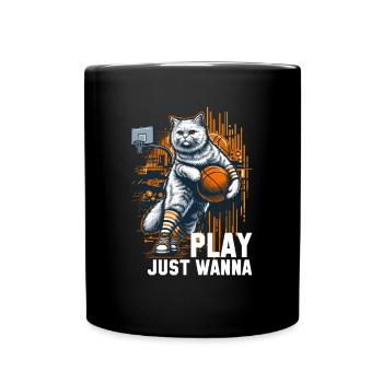 Cadeau de cheveux longs de chat de basket-ball - Mug uni - noir - Devant