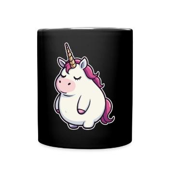 Witziges Einhorn - Tasse einfarbig - Schwarz - Vorne