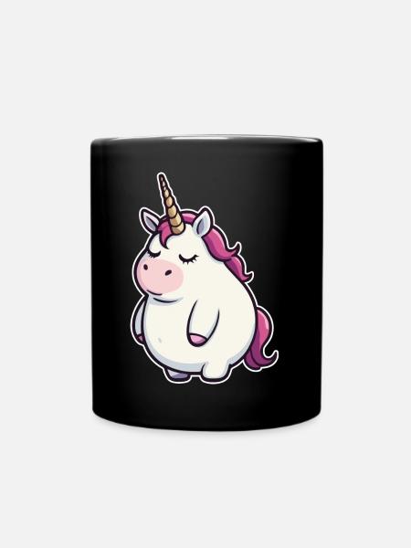 Witziges Einhorn - Tasse einfarbig - Schwarz
