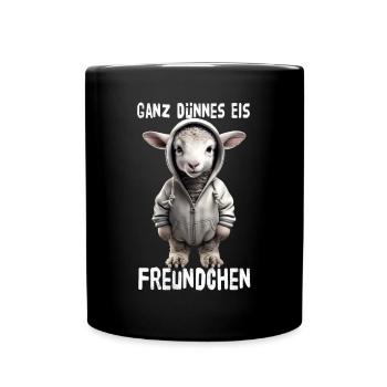 Ganz Dünnes Eis Freundchen Schaf - Tasse einfarbig - Schwarz - Vorne