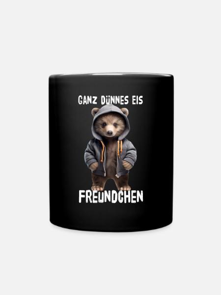 Ganz Dünnes Eis Freundchen Bär - Tasse einfarbig - Schwarz