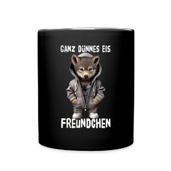 Very Thin Ice Friend Wolf - Full Colour Mug - black - Front