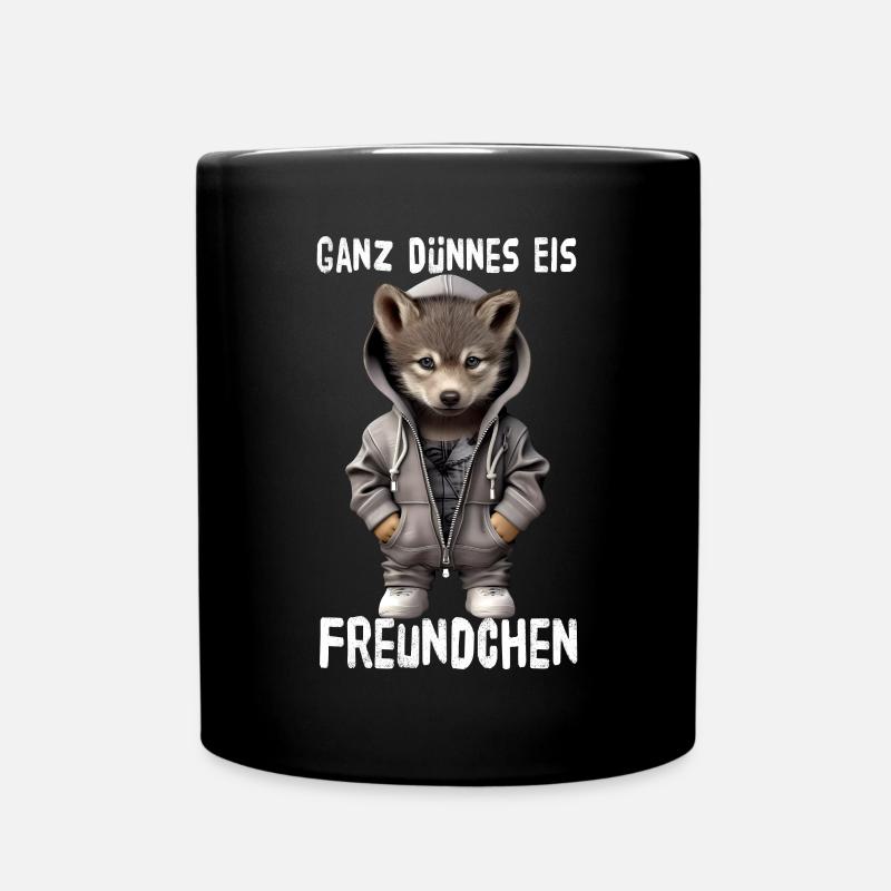 Ganz Dünnes Eis Freundchen Wolf - Tasse einfarbig - Schwarz