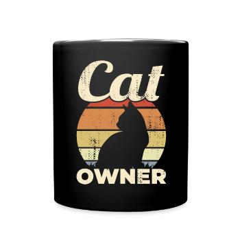 Cat Owner Vintage Look - Tasse einfarbig - Schwarz - Vorne