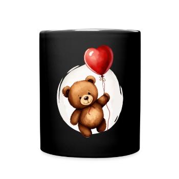 Bear with balloon - Full Colour Mug - black - Front