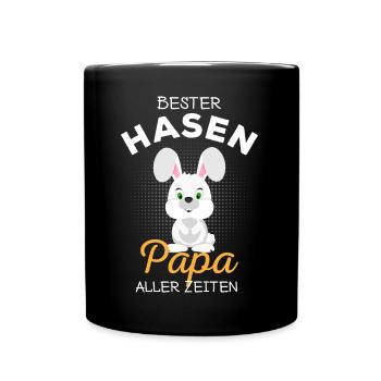 Bester Hasenpapa Süßes Kaninchen Häschen Spruch - Tasse einfarbig - Schwarz - Vorne