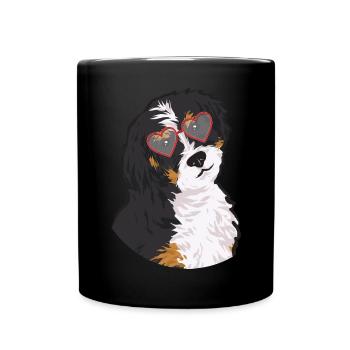 Bernedoodle Hund - Tasse einfarbig - Schwarz - Vorne