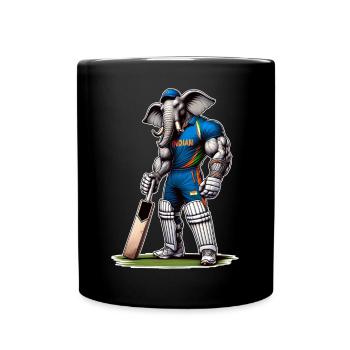 Indien Cricket Sport Elefanten Design - Tasse einfarbig - Schwarz - Vorne