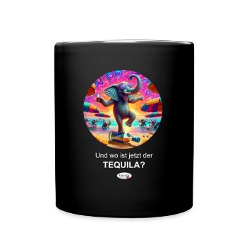 Wo ist jetzt der Tequila? - Partyelefant - Tasse einfarbig - Schwarz - Vorne