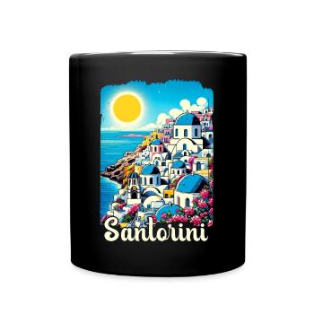 Santorini Greece Ocean Volcano Akrotiri - Full Colour Mug - black - Front