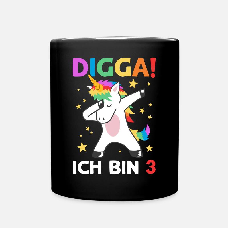 Digga Ich Bin 3 Jahre 3. Geburtstag Einhorn - Tasse einfarbig - Schwarz