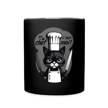 ici le chef c'est moi ! humour chat chef cuisine - Mug uni - noir - Devant