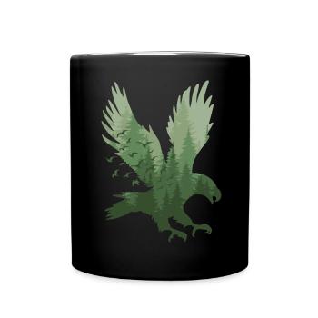 Adler Wald Silhouette Natur Steinadler - Tasse einfarbig - Schwarz - Vorne