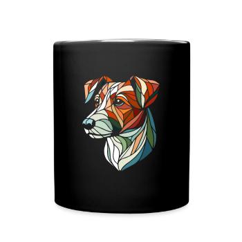 Geometric jack russel dog head, polygon art - Full Colour Mug - black - Front