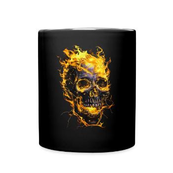 Skull Flames Skull Fire Skeleton Biker - Mug uni - noir - Devant