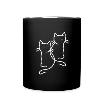 80er 90er Retruo Vintage Katzen Katze Kätzchen - Tasse einfarbig - Schwarz - Vorne