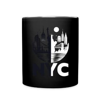 NYC Skyline: Die Stadt, die niemals schläft, New York - Tasse einfarbig - Schwarz - Vorne