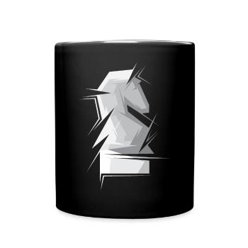 Schach Pferd abstrakt Schachfigur Verein Turnier - Tasse einfarbig - Schwarz - Vorne