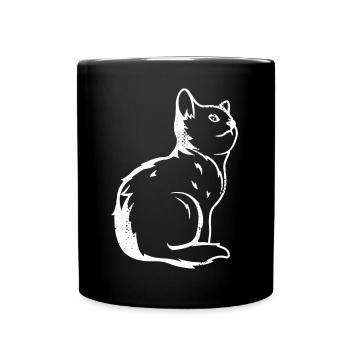 Katze Skizze - Tasse einfarbig - Schwarz - Vorne