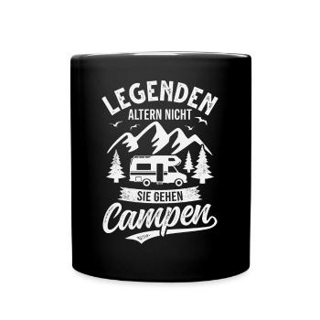 Camping Wohnmobil Camper Campingurlaub - Tasse einfarbig - Schwarz - Vorne