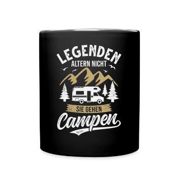 Camping Wohnmobil Camper Campingurlaub - Tasse einfarbig - Schwarz - Vorne