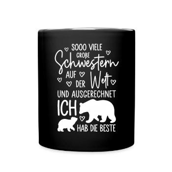So viele Schwestern Eisbären Beste große Schwester - Tasse einfarbig - Schwarz - Vorne