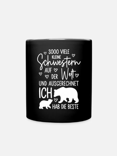 So viele Schwestern Eisbär Beste kleine Schwester - Tasse einfarbig - Schwarz