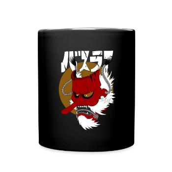 Japanische Dämonenmaske - Tasse einfarbig - Schwarz - Vorne