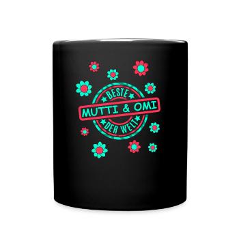 Beste Omi Mutti Blumen - Tasse einfarbig - Schwarz - Vorne