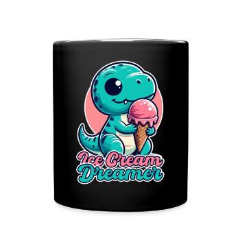 Ice Cream Dreamer Cute T-Rex with Ice Cream Gift - Full Colour Mug - black - Front