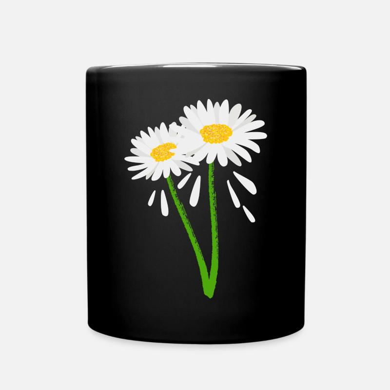 Fleur décorative sur tige verte - Mug uni - noir