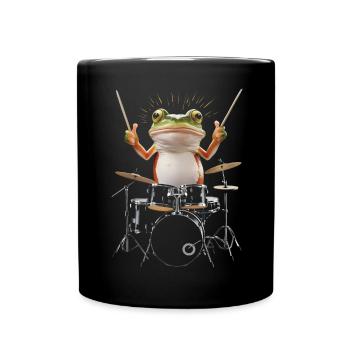 Frosch Schlagzeug - Tasse einfarbig - Schwarz - Vorne