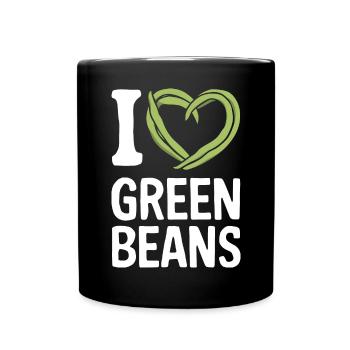 Grüne Bohnen - Tasse einfarbig - Schwarz - Vorne