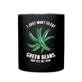 Grüne Bohnen - Tasse einfarbig - Schwarz - Vorne